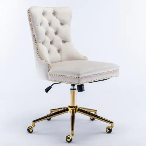 Ergonomic Support Solutions Velvet Fabric Tufted Button Home Office Chair, Adjustable Office Chair Swivel Office Chair