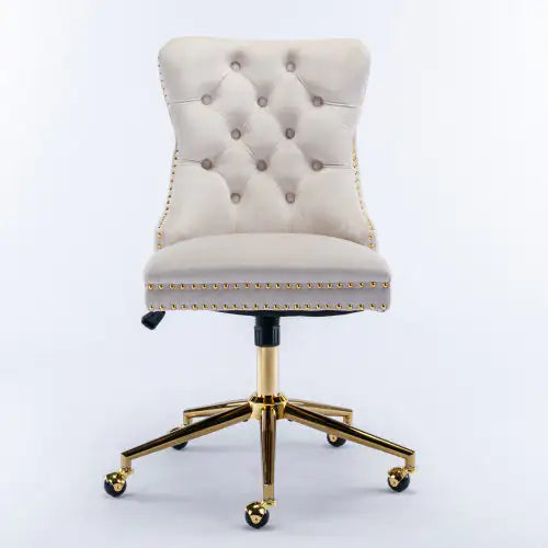 Ergonomic Support Solutions Velvet Fabric Tufted Button Home Office Chair, Adjustable Office Chair Swivel Office Chair