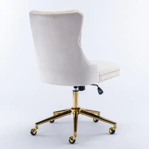 Ergonomic Support Solutions Velvet Fabric Tufted Button Home Office Chair, Adjustable Office Chair Swivel Office Chair