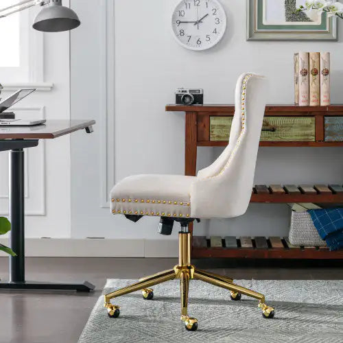 Ergonomic Support Solutions Velvet Fabric Tufted Button Home Office Chair, Adjustable Office Chair Swivel Office Chair