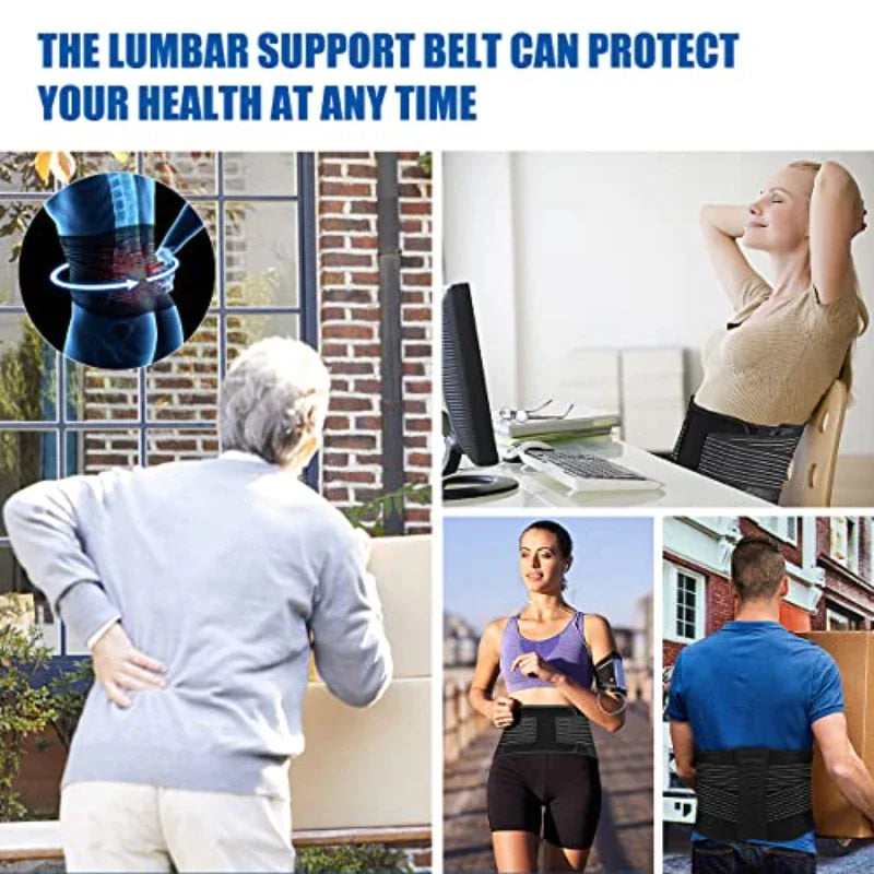 Ergonomic Support Solutions Lower Back Support Brace Lumbar Waist Belt Double Pull Breathable Belt Men Women