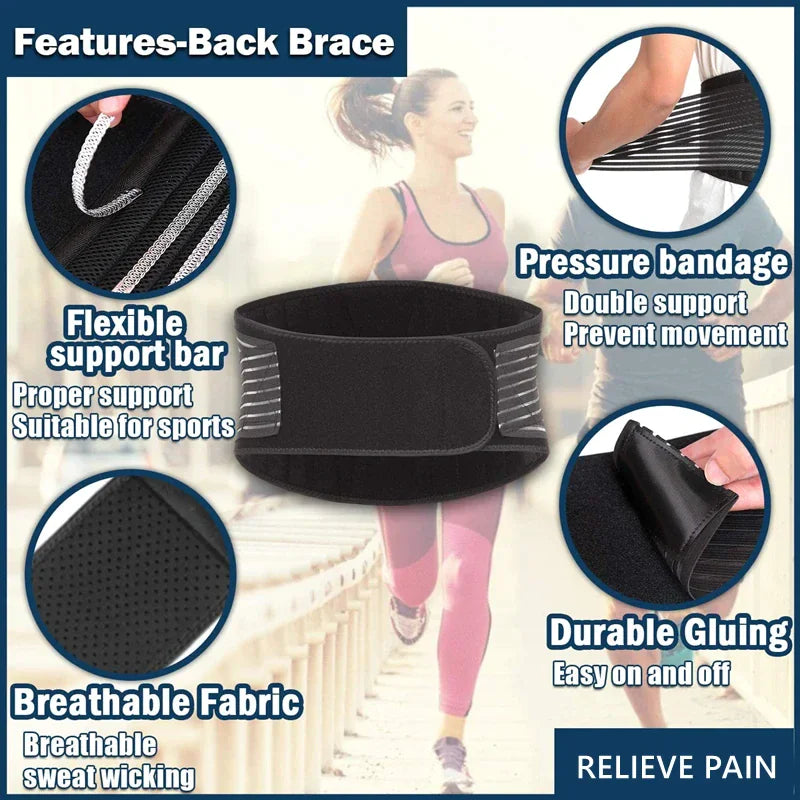 Ergonomic Support Solutions Lower Back Support Brace Lumbar Waist Belt Double Pull Breathable Belt Men Women
