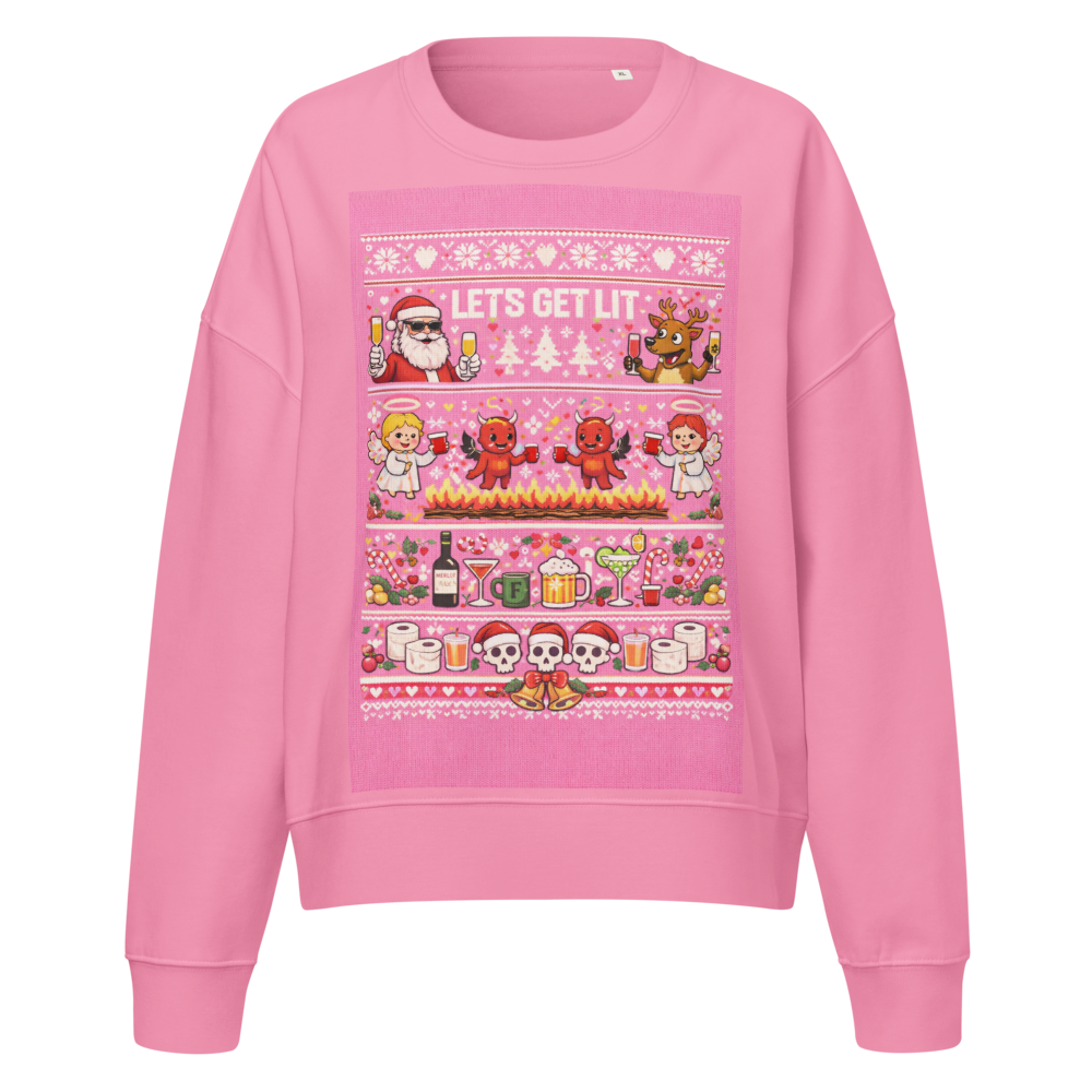 ErgoCozy™ “Let’s Get Lit” Holiday Crewneck Sweatshirt – Relaxed Ergonomic Fit