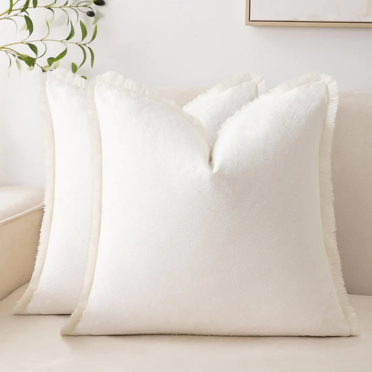 Ergonomic Support Solutions - Set of 2 Square Pillow Covers 22x22 Cotton Throw Pillow Cover with Fringe Tassel Decorative Boho Pillow Covers Cozy Pillowcases for Couch Sofa Bed Living Room Bedroom Farmhouse Home Decor Accents
