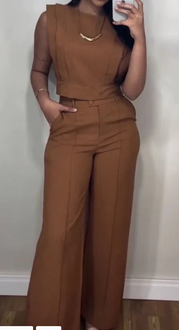 Ergonomic Support Solutions Short Top & Straight-Leg Pants Casual Women's Suit