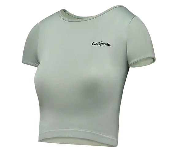 Ergonomic Support Solutions California Girl Seamless Cropped Embroidery Workout Shirt
