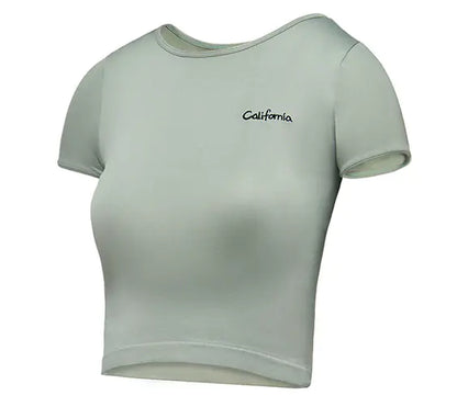 Ergonomic Support Solutions California Girl Seamless Cropped Embroidery Workout Shirt