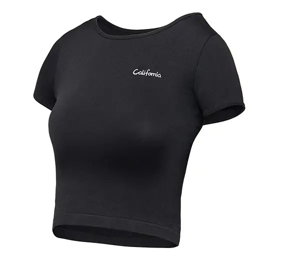 Ergonomic Support Solutions California Girl Seamless Cropped Embroidery Workout Shirt