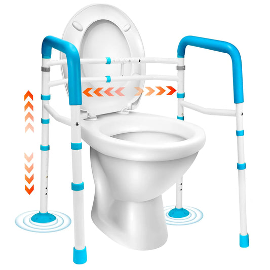 Ergonomic Support Solutions Toilet Safety Rails - Width Adjustable for Disabled - Fit Any Toilet