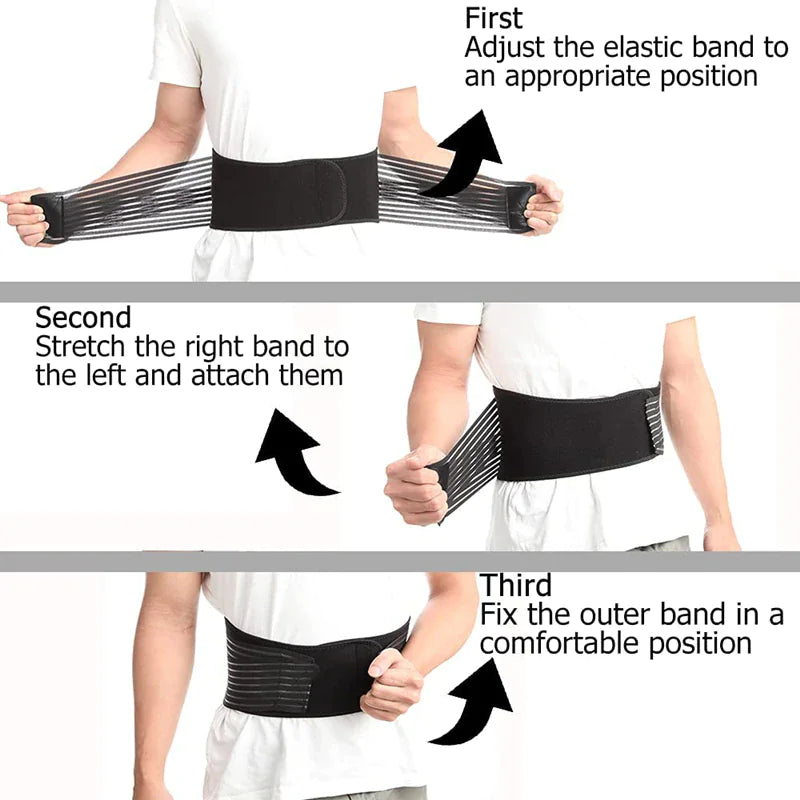 Ergonomic Support Solutions Lower Back Support Brace Lumbar Waist Belt Double Pull Breathable Belt Men Women