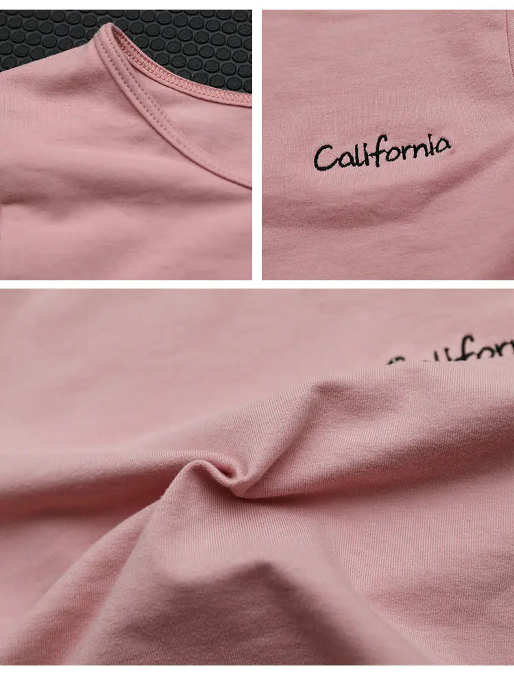 Ergonomic Support Solutions California Girl Seamless Cropped Embroidery Workout Shirt