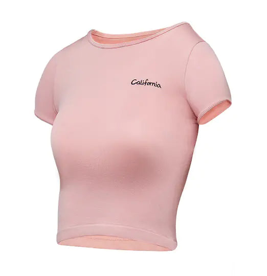 Ergonomic Support Solutions California Girl Seamless Cropped Embroidery Workout Shirt