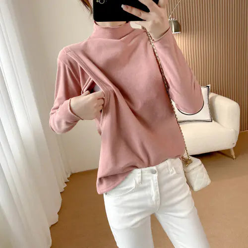 Ergonomic Support Solutions Microfiber Nursing Top for Pregnant Women, Long Sleeve