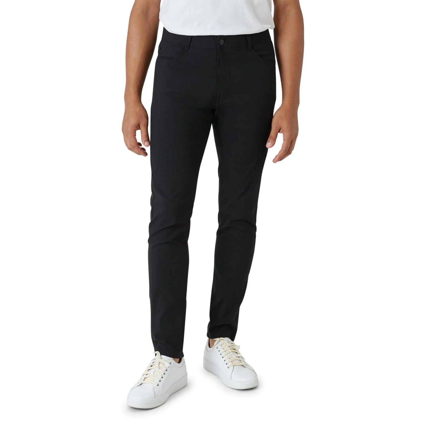 Ergonomic Support Solutions Mens Tech Pants - Stretch Travel Pants for Men | 5 Pocket Pants Casual Mens Pants | Performance Stretch Pants | Mens Travel Pants Skinny Fit Black