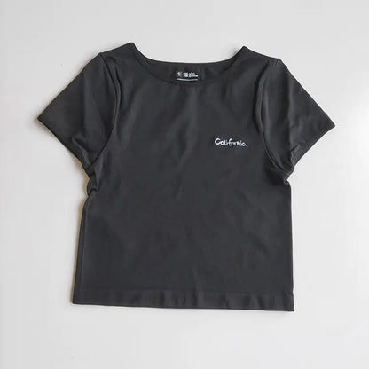 Ergonomic Support Solutions California Girl Seamless Cropped Embroidery Workout Shirt