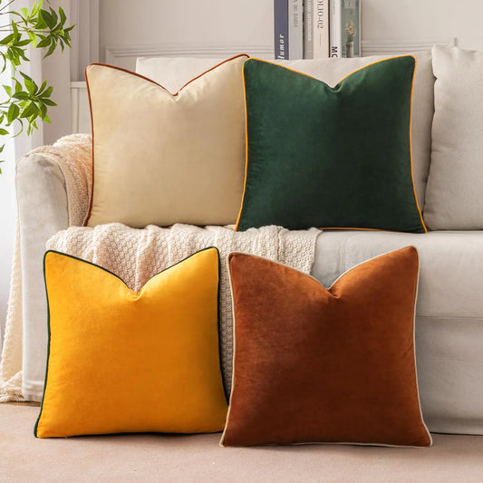 Ergonomic Support Solutions Pack of 4 Decorative Throw Pillow Covers Soft Velvet Pillow Covers Double-Sided Design Cushion Cases 4-Color Mixed Pillow Covers for Sofa Bedroom Car 18 x 18 Inch Rust/Green