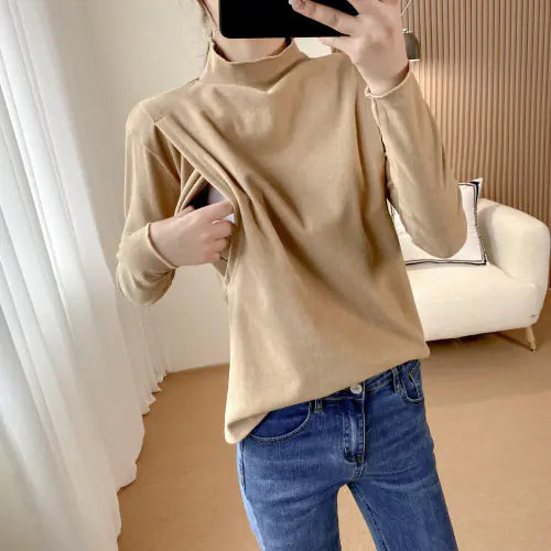 Ergonomic Support Solutions Microfiber Nursing Top for Pregnant Women, Long Sleeve