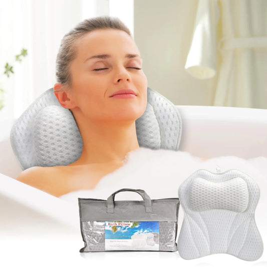 Ergonomic Support Solutions Luxury Bath Pillow for Head Neck Shoulder and Back Support